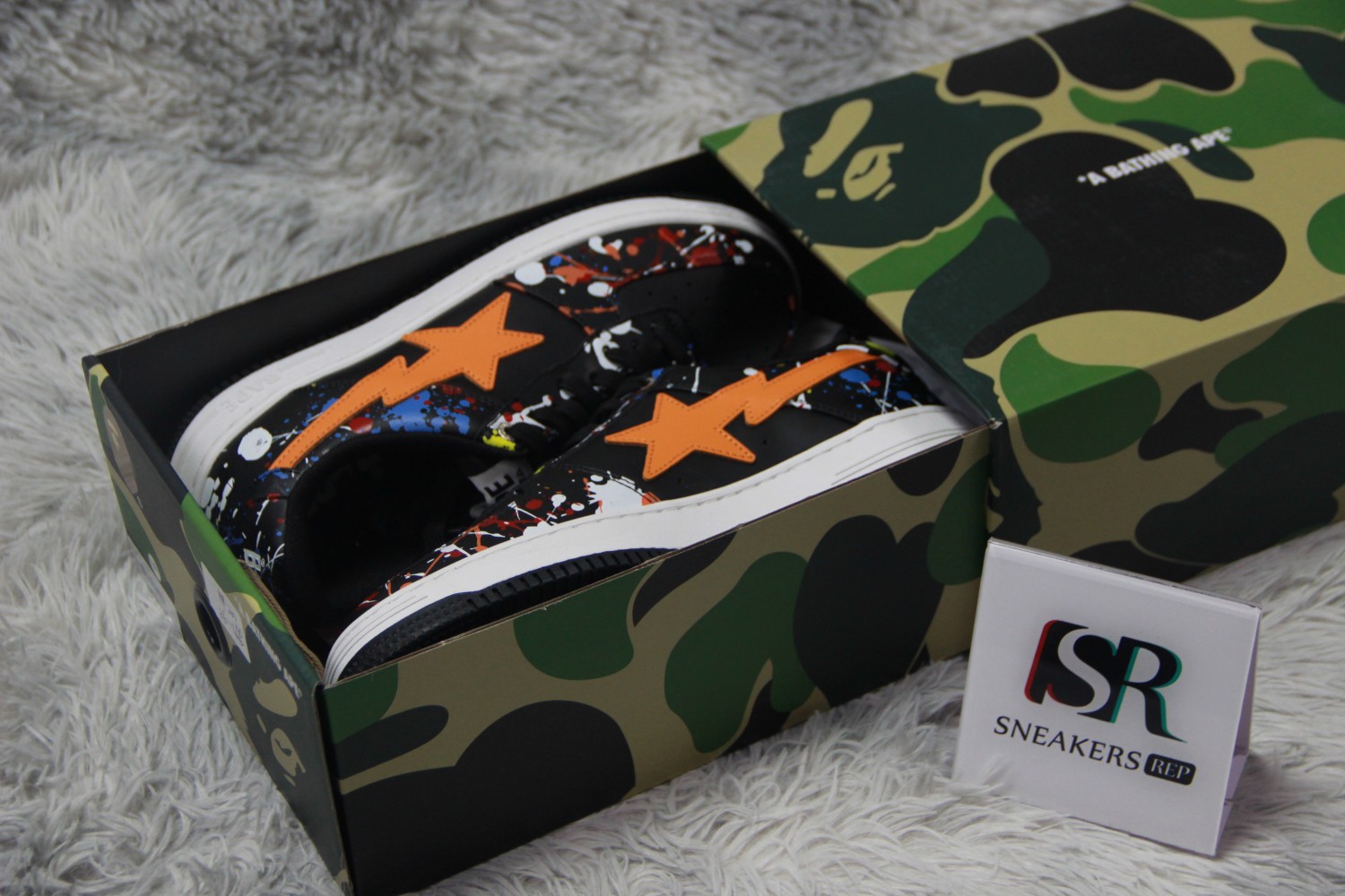 A Bathing Ape Bape Sta Paint Splatter Black  1I20-291-009