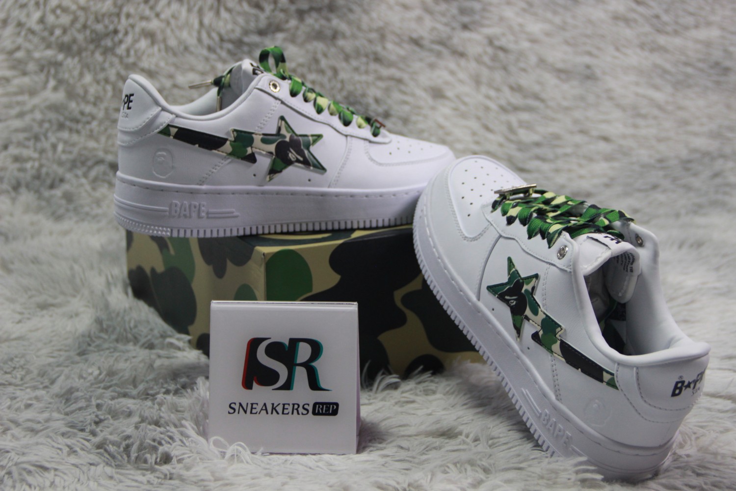 A Bathing Ape Bape Sta Low White ABC Camo Green (2021)  1H20191045-GRN