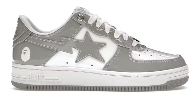A Bathing Ape Bape Sta Patent Leather White Grey (2023) 1I70-291-021/1I70-191-022