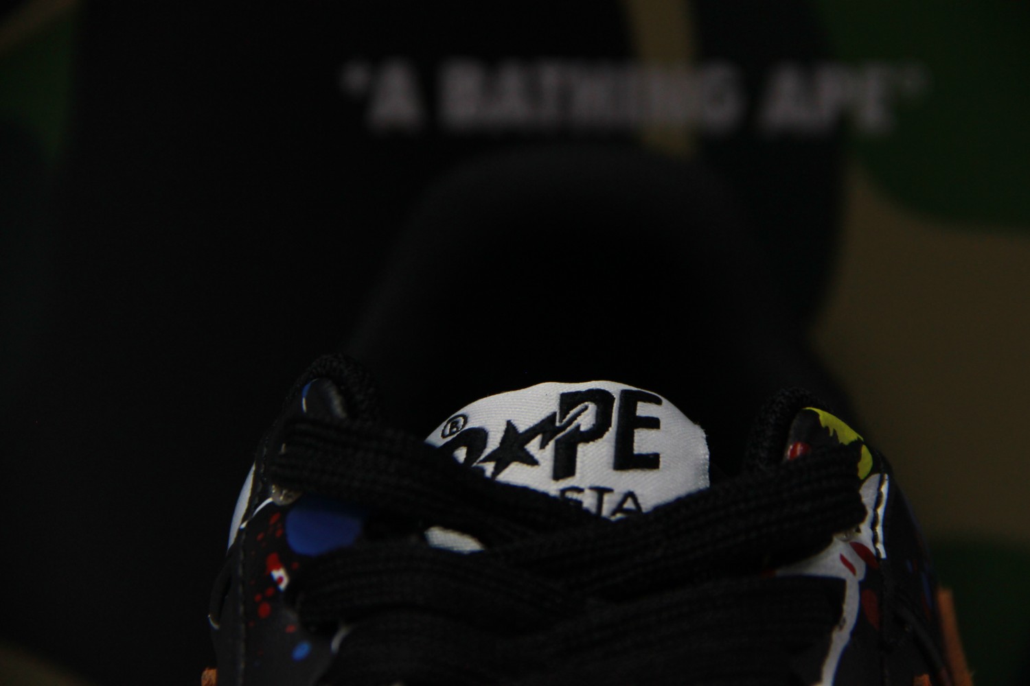 A Bathing Ape Bape Sta Paint Splatter Black  1I20-291-009