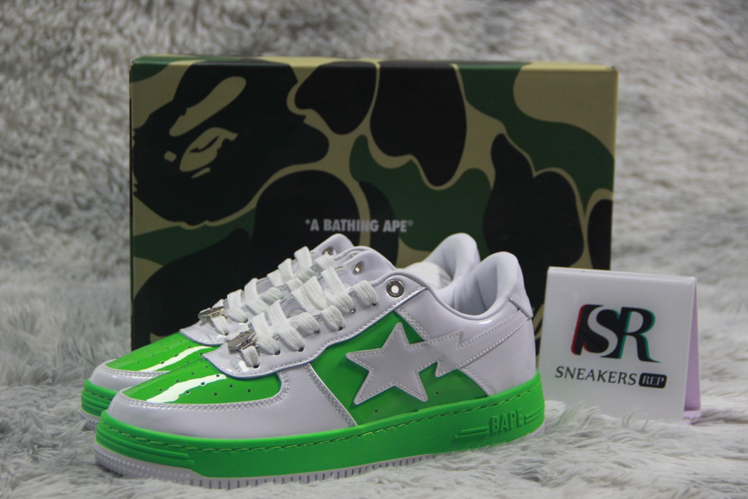 A Bathing Ape Bape Sta  white light green 1H7019005
