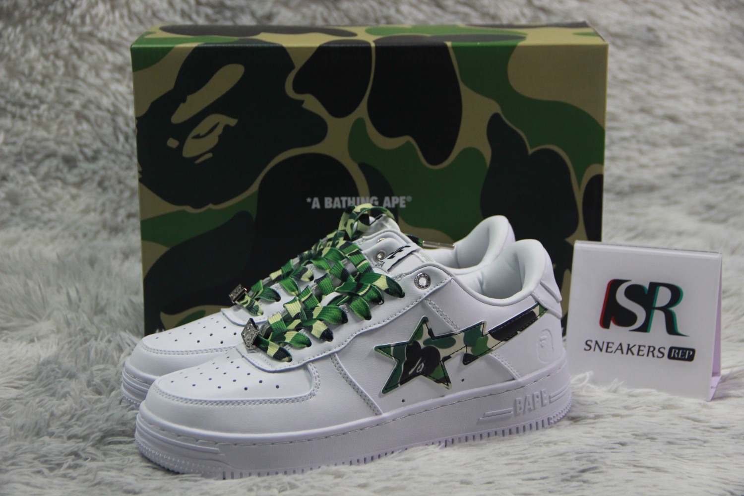 A Bathing Ape Bape Sta Low White ABC Camo Green (2021)  1H20191045-GRN