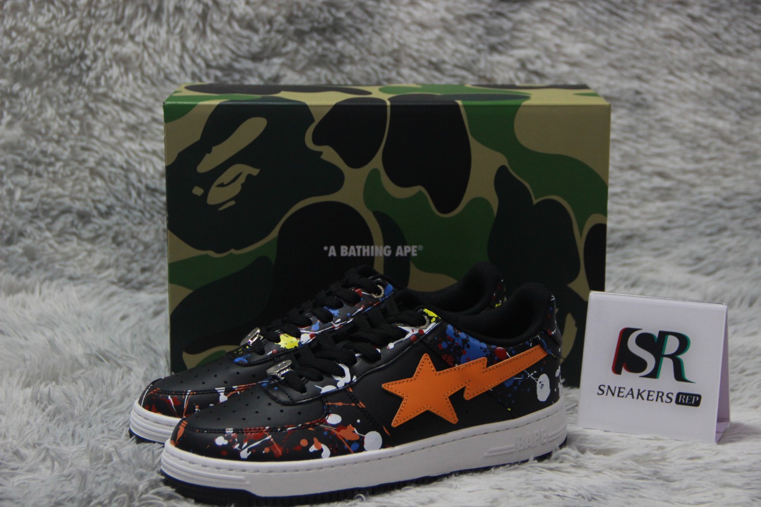 A Bathing Ape Bape Sta Paint Splatter Black  1I20-291-009