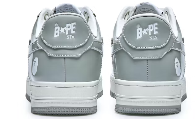 A Bathing Ape Bape Sta Patent Leather White Grey (2023) 1I70-291-021/1I70-191-022