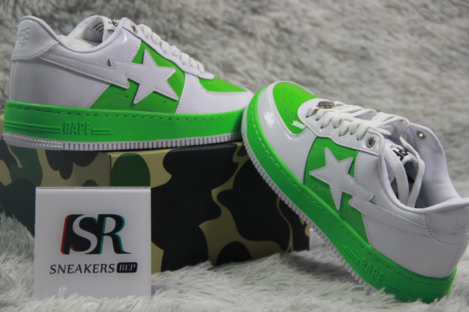 A Bathing Ape Bape Sta  white light green 1H7019005