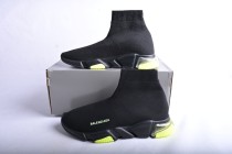 Bal*nci*ga Speed Clear Sole Sneaker Black Yellow Fluo