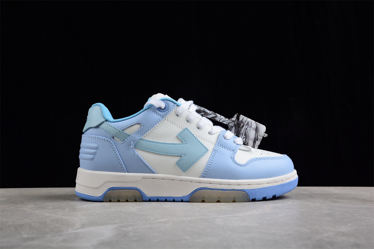 OFF-WHITE OOO Low Out Of Office Calf Leather White Light Blue OMIA189S21LEA0010140