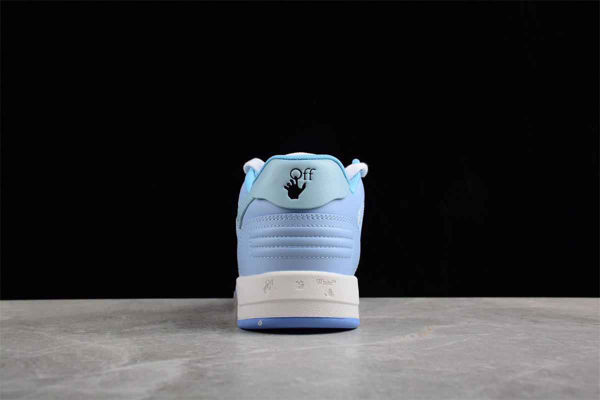 OFF-WHITE OOO Low Out Of Office Calf Leather White Light Blue OMIA189S21LEA0010140