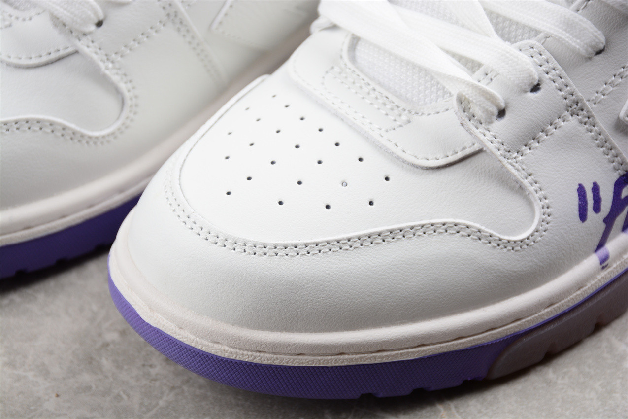 OFF-WHITE Out Of Office OOO Low Tops White Purple OMIA189F22LEA0010135