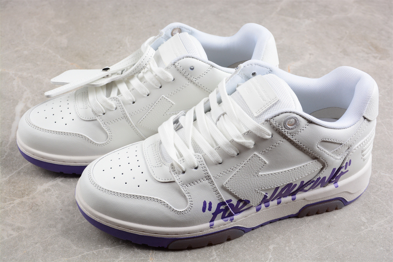 OFF-WHITE Out Of Office OOO Low Tops White Purple OMIA189F22LEA0010135