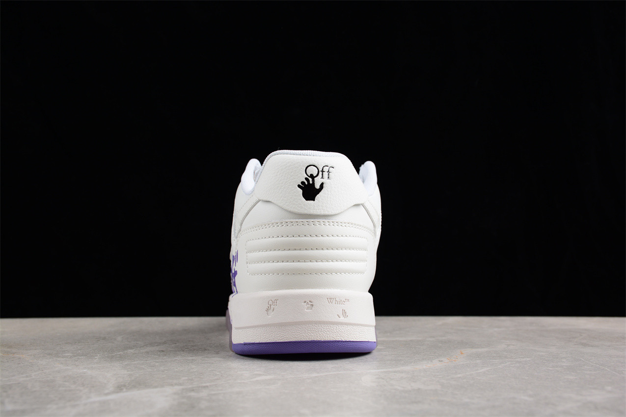 OFF-WHITE Out Of Office OOO Low Tops White Purple OMIA189F22LEA0010135