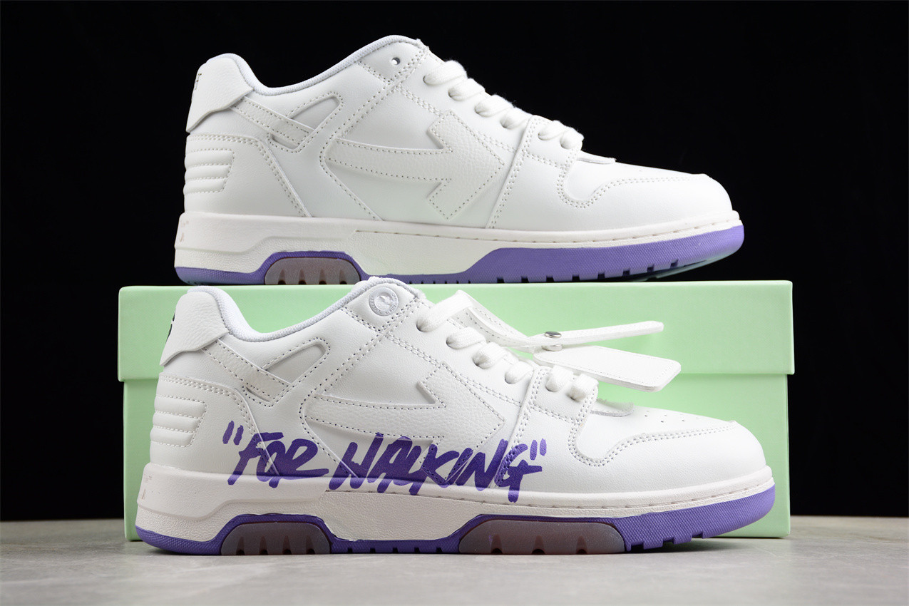 OFF-WHITE Out Of Office OOO Low Tops White Purple OMIA189F22LEA0010135