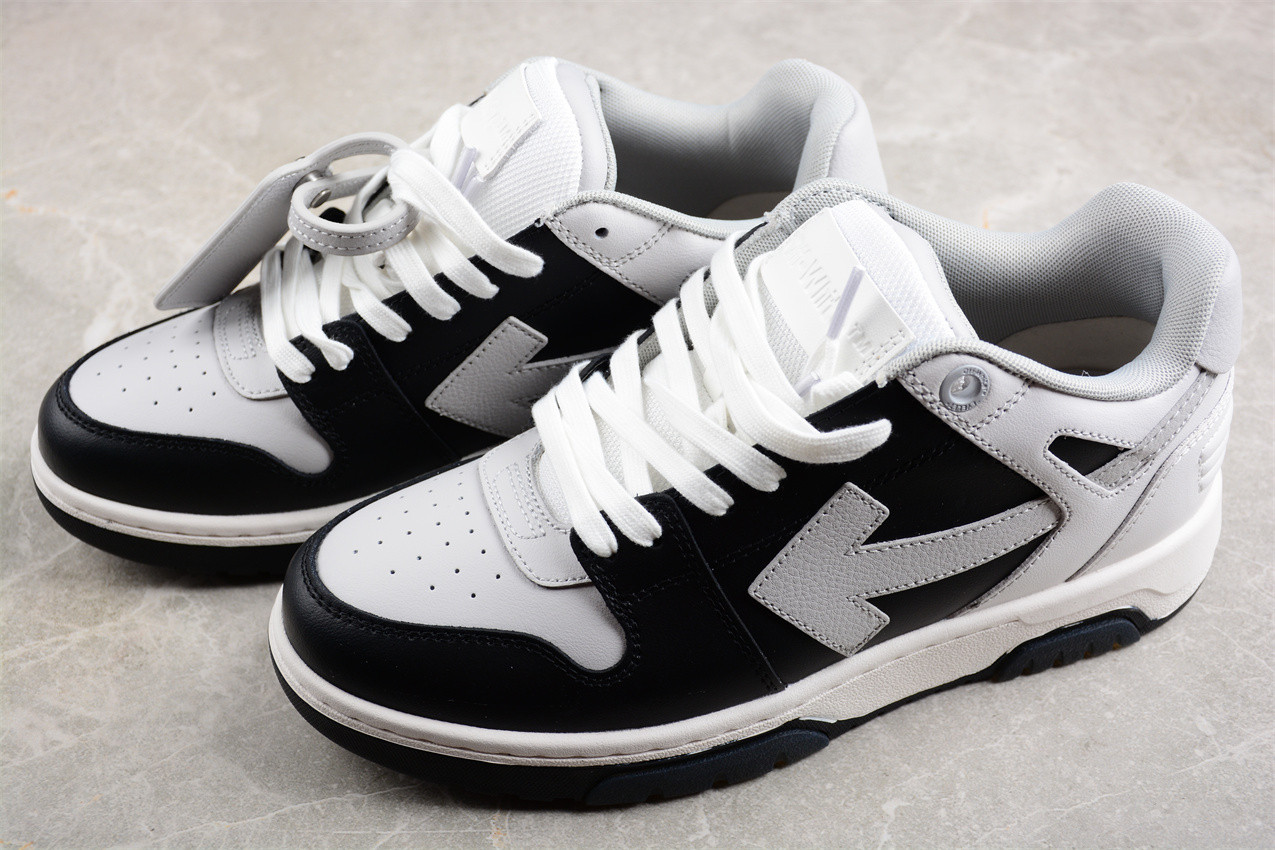 OFF-WHITE Out Of Office OOO Low Tops Light Grey Black OMIA189F22LEA0010709