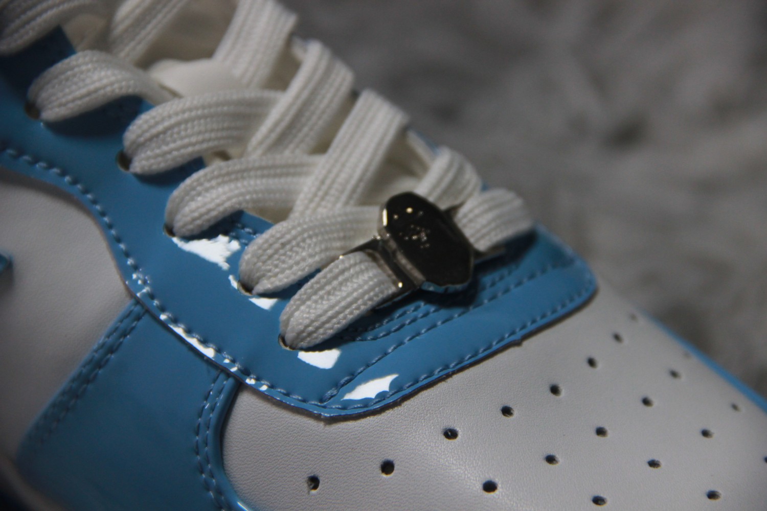 A Bathing Ape Bape Sta  Patent Leather Blue White  1I70-291-001/1I70-191-002