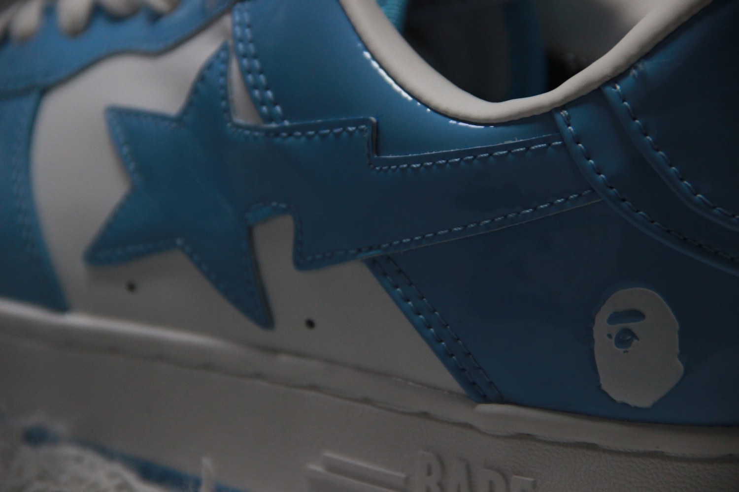 A Bathing Ape Bape Sta  Patent Leather Blue White  1I70-291-001/1I70-191-002