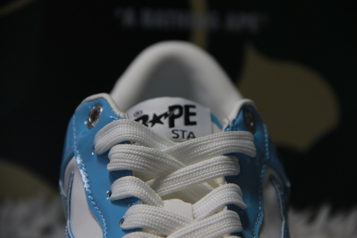A Bathing Ape Bape Sta  Patent Leather Blue White  1I70-291-001/1I70-191-002