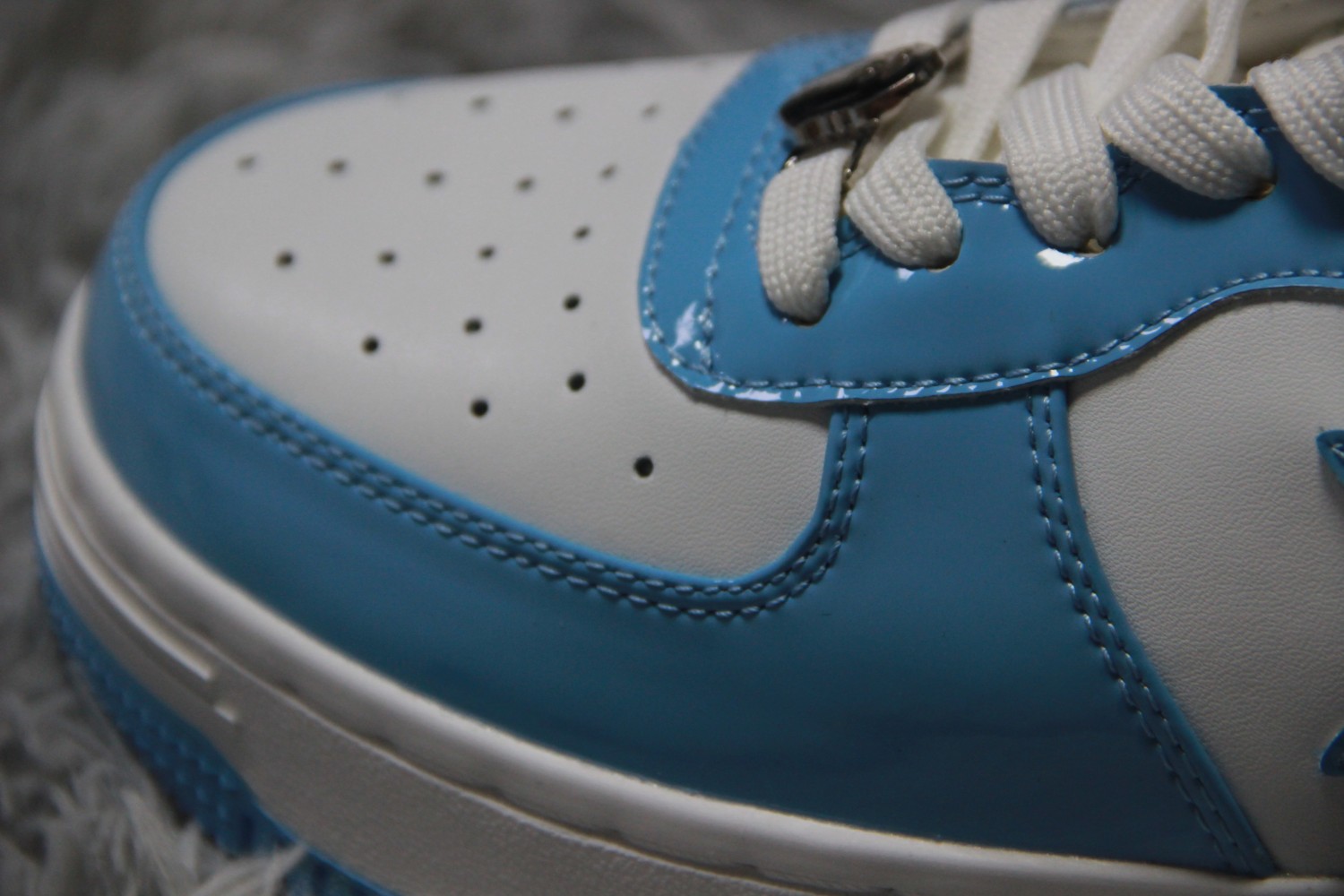 A Bathing Ape Bape Sta  Patent Leather Blue White  1I70-291-001/1I70-191-002