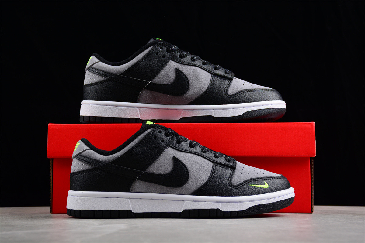 Nike Dunk Low Black Cool Grey Volt Mini Swoosh FQ2205-001