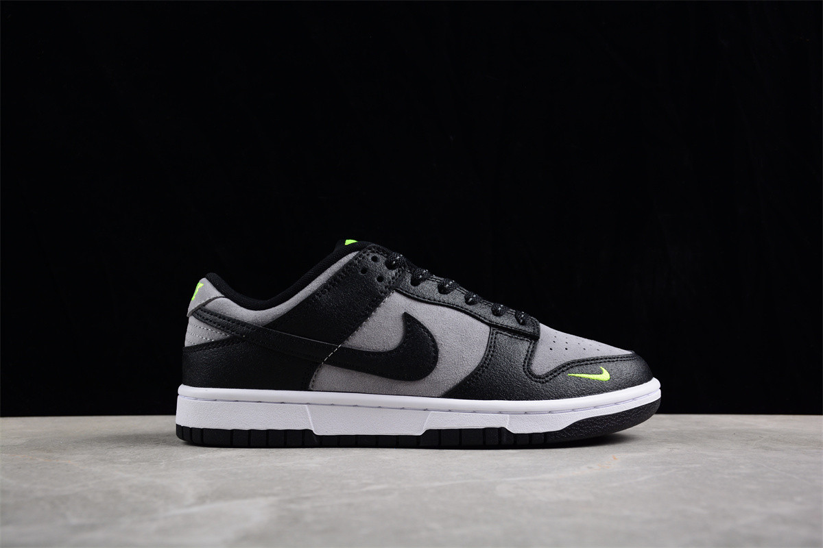 Nike Dunk Low Black Cool Grey Volt Mini Swoosh FQ2205-001