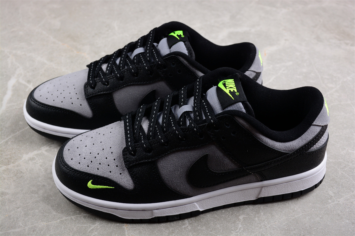 Nike Dunk Low Black Cool Grey Volt Mini Swoosh FQ2205-001