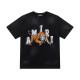 Black Vintage T-Shirt with Logo and Tiger Print in Cotton Man