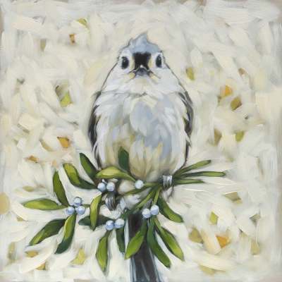Tufted Titmouse On Cream Canvas Wall Art