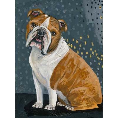 Bulldog - Brown & White Canvas Wall Art