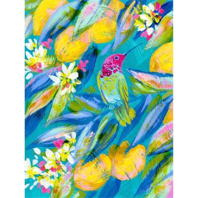 Hummingbird In Turquoise 1 Canvas Wall Art