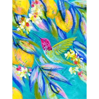 Hummingbird In Turquoise 2 Canvas Wall Art