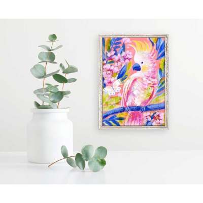 Birdsong In Coral 2 Mini Framed Canvas