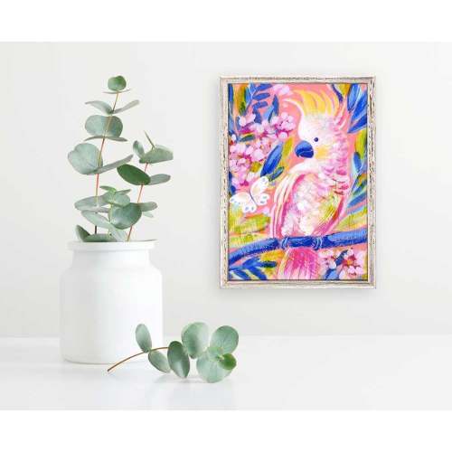 Birdsong In Coral 2 Mini Framed Canvas