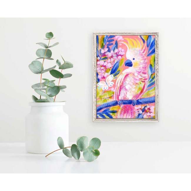 Birdsong In Coral 2 Mini Framed Canvas