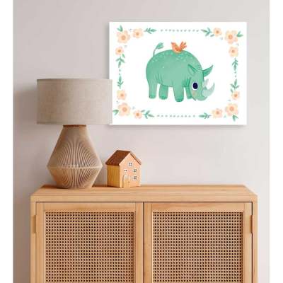 Soft Safari - Rhino Canvas Wall Art