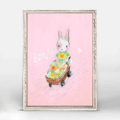 Easter Bunny Wheelbarrow Mini Framed Canvas