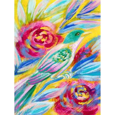 Birdsong In Gold 1 Canvas Wall Art