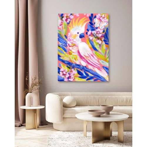 Birdsong In Coral 1 Canvas Wall Art