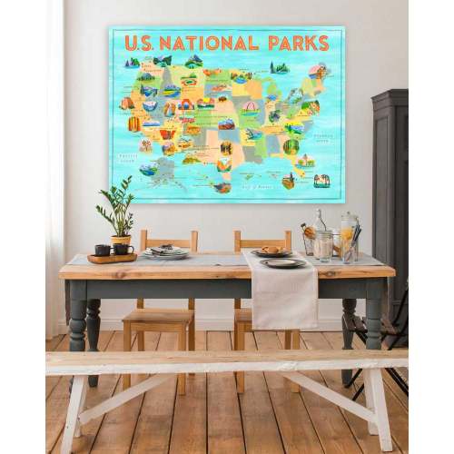 National Parks - United States - Blue Canvas Wall Art