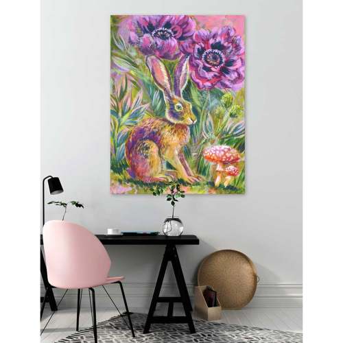 In The Garden Hare Canvas Wall Art