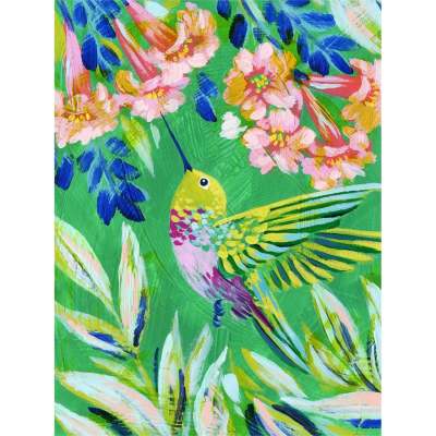 Hummingbird In Jade 2 Canvas Wall Art