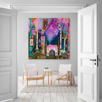 Woodland Creature Homes Canvas Wall Art