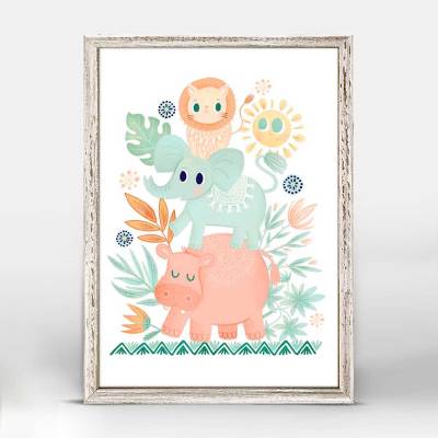 Soft Safari - Animal Stack Mini Framed Canvas