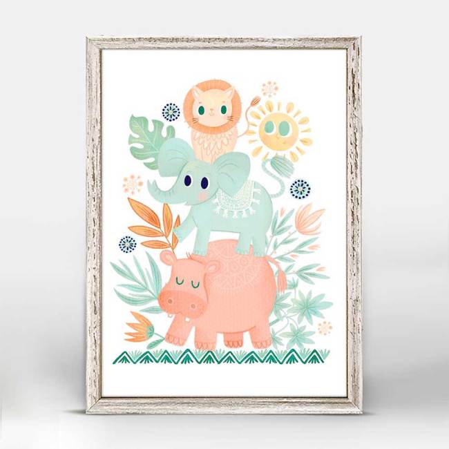 Soft Safari - Animal Stack Mini Framed Canvas