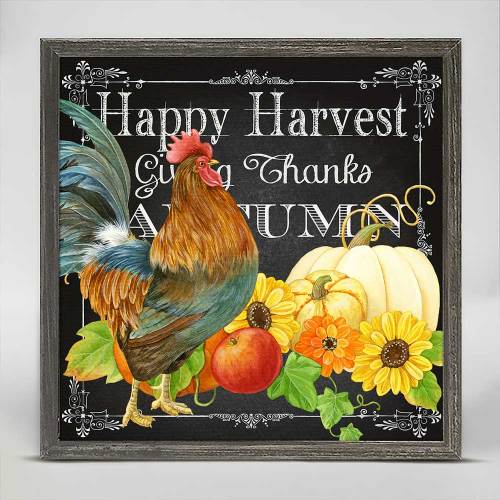 Fall - Harvest Greetings - Rooster Mini Framed Canvas