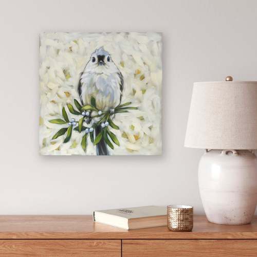Tufted Titmouse On Cream Canvas Wall Art