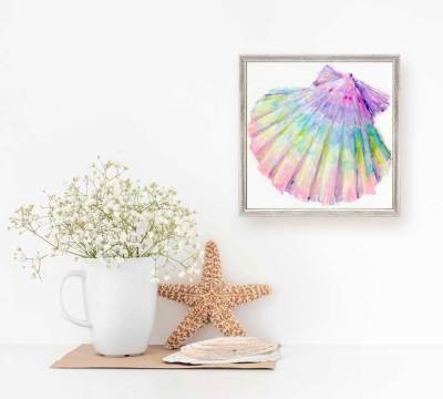Colorful Scallop Shell Mini Framed Canvas