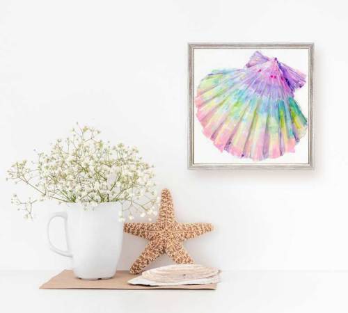 Colorful Scallop Shell Mini Framed Canvas