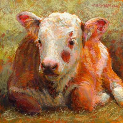 Pastoral Portraits - Resting Calf Canvas Wall Art