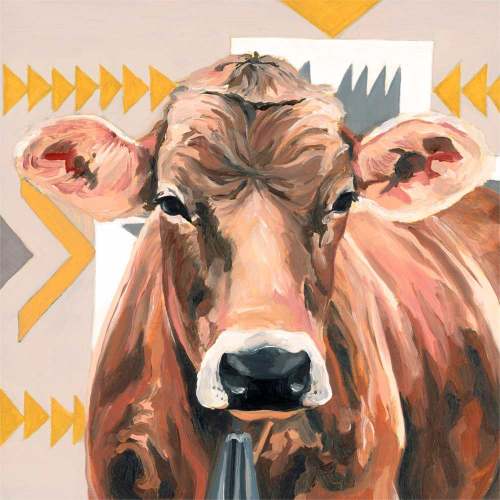 Aztec Cow Canvas Wall Art