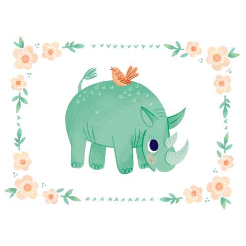 Soft Safari - Rhino Canvas Wall Art