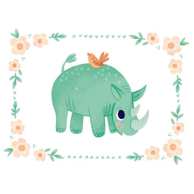Soft Safari - Rhino Canvas Wall Art